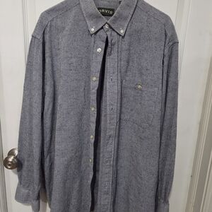 Orvis Men's Grayish Blue Cotton Blend Long Sleeve